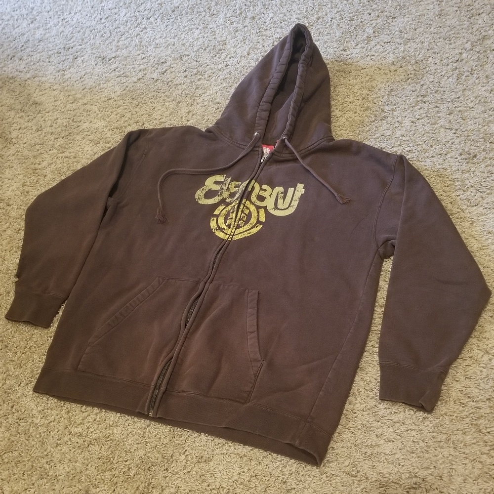 Mens Element Graphic Zip Hoodie Sweatshirt Large